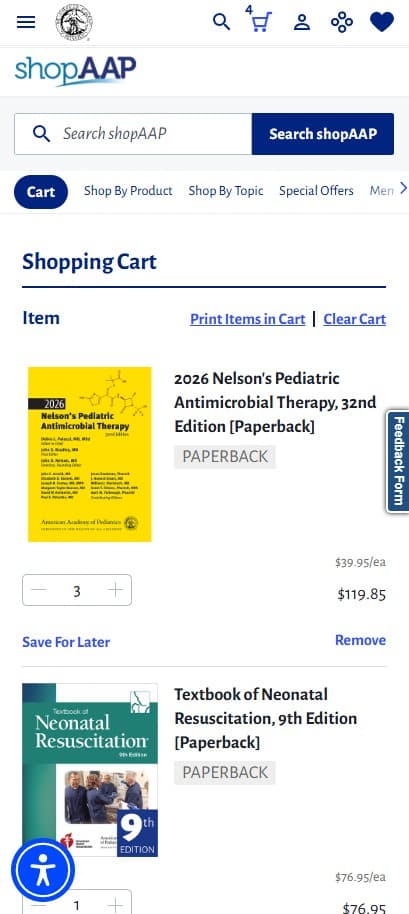 AAP shop checkout on a mobile viewport with the cart summary stacked above the payment form